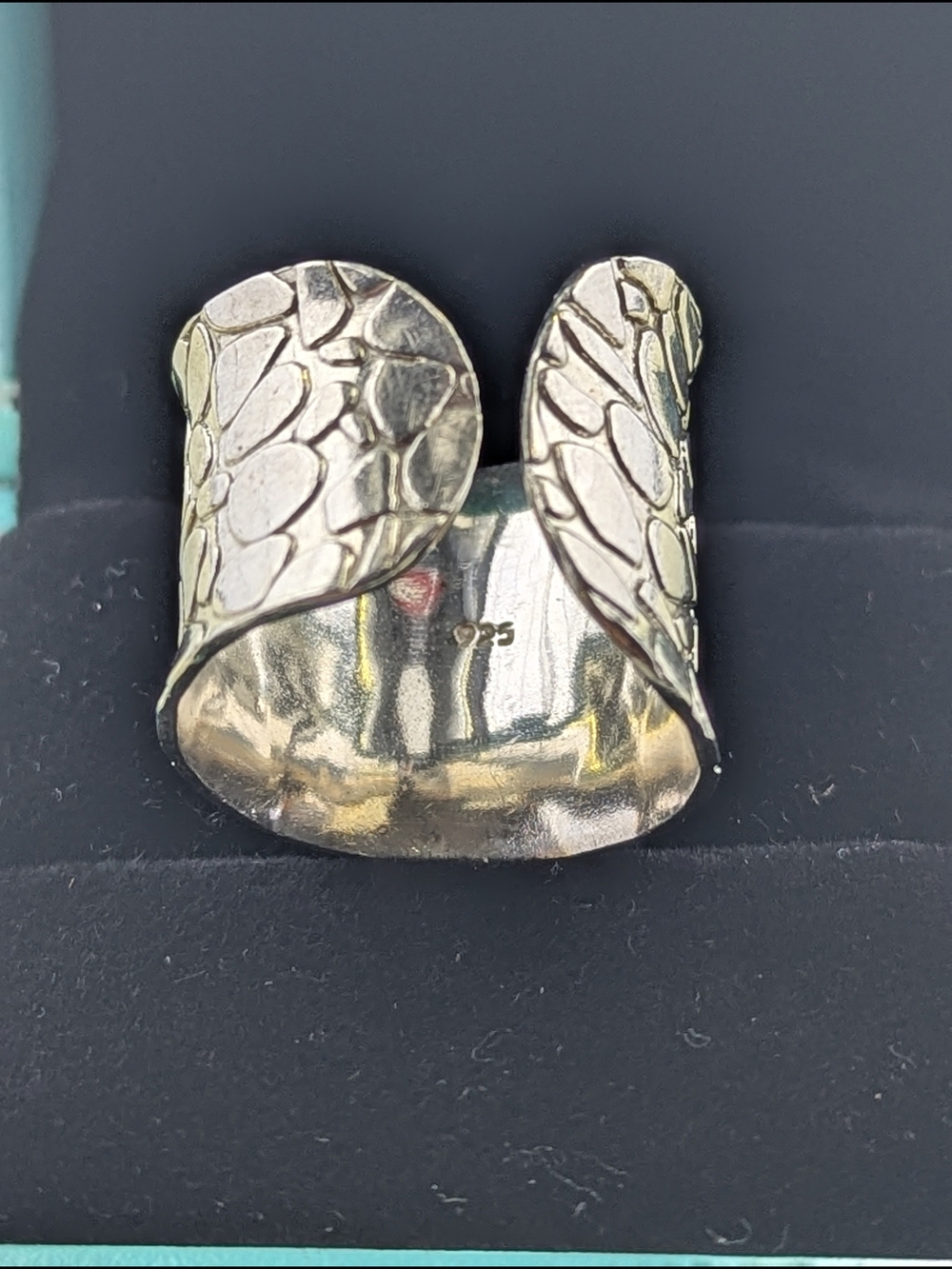 ✨ Sterling Silver Textured Statement Cigar Cuff Ring ✨ - Picture 3 of 5